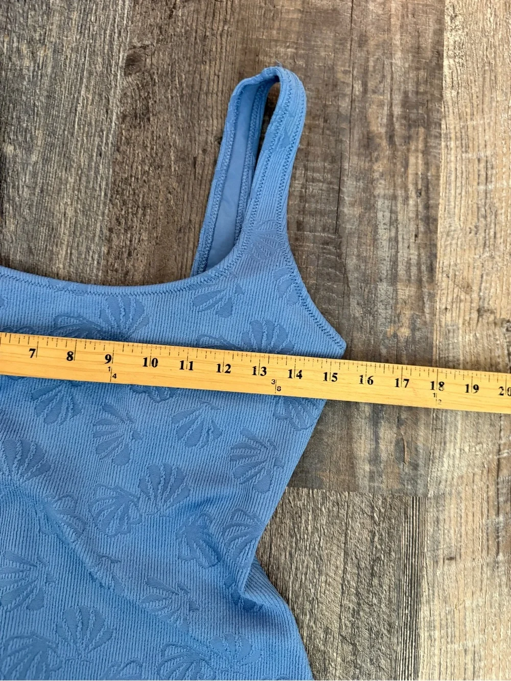 Aerie Cheeky One Piece Swimsuit Blue Textured Scoop Neck Size Large